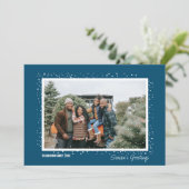 Snowy Season's Groet Familie Foto Kerstmis Kaart (Staand voorkant)