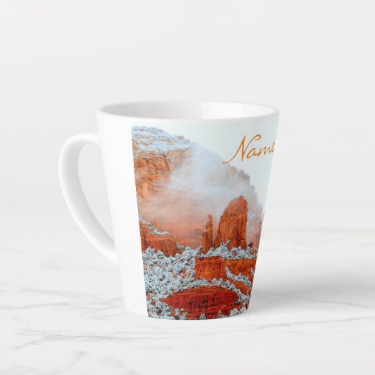 Snowy Sedona Red Rocks Thunder_Cove Latte Mok (Linkerhoek)