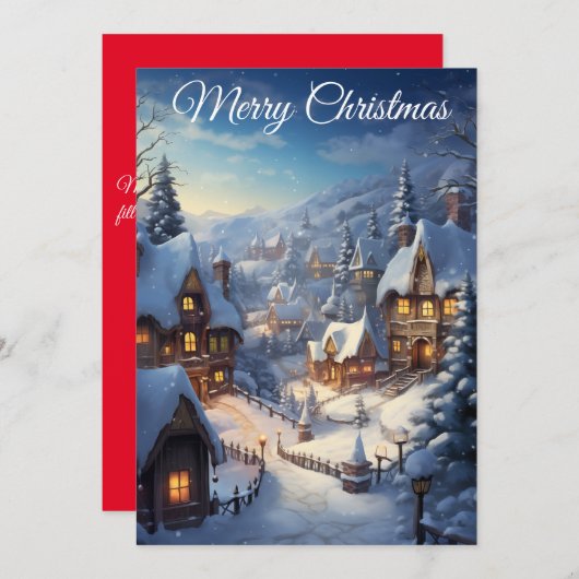 Snowy Serenity Village II: Kerst Kaart (Voorkant / Achterkant)