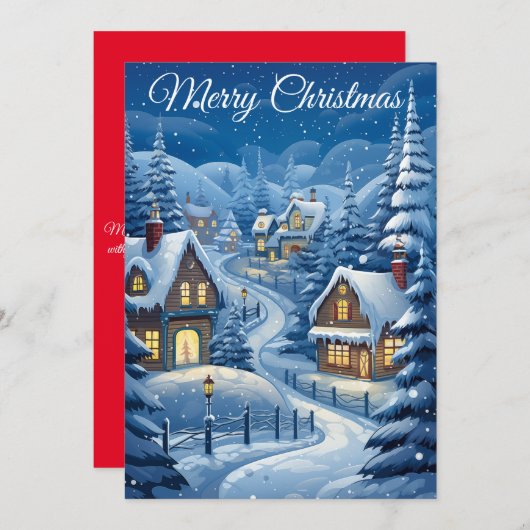 Snowy Serenity Village: Vakantie Kaart (Voorkant / Achterkant)