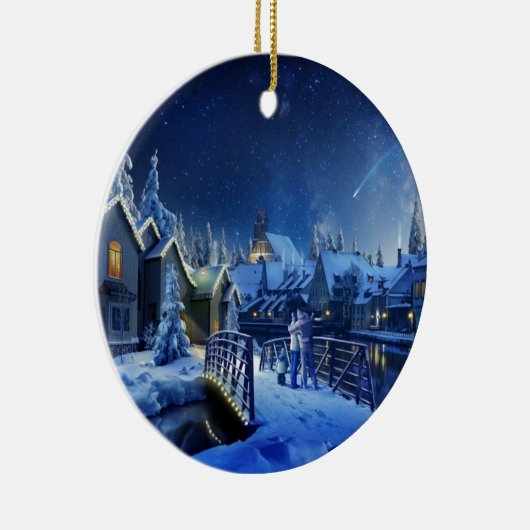 Snowy Shooting Star Keramisch Ornament (Rechts)