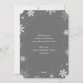 Snowy Silver Foil Photo Merry kerstkaarten Feestdagenkaart (Achterkant)