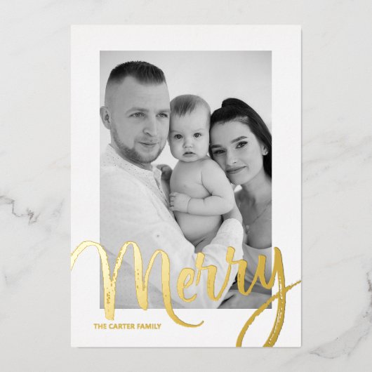 Snowy Skies Folie Holiday Kaart (Voorkant)