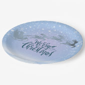 Snowy Sleigh & Reindeer Christmas Papieren Bordje (Gekanteld)