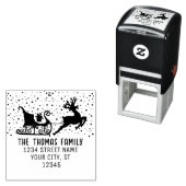 Snowy Sleigh & Rendier Kerstmis Naam Adres Zelfinktende Stempel (In situ)