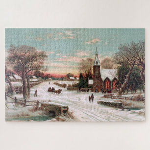  Snowy Small Town Large Puzzle Legpuzzel