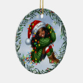 Snowy Smiles and a Santa Hat of Wishes Keramisch Ornament (Rechts)