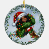 Snowy Smiles and a Santa Hat of Wishes Keramisch Ornament (Achterkant)