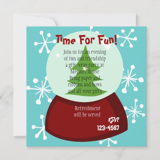 Snowy Snow-Wereldbol Kaart (Voorkant)