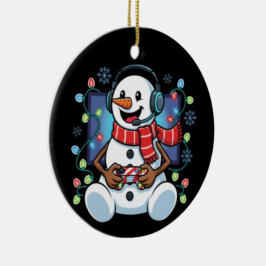 Snowy Snowman Gamer Keramisch Ornament (Rechts)
