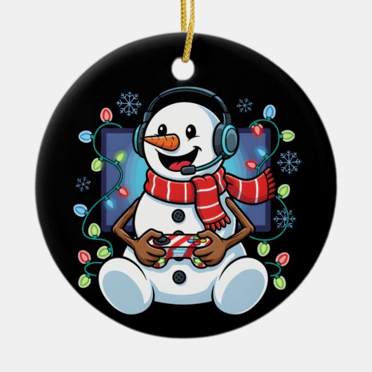 Snowy Snowman Gamer Keramisch Ornament (Voorkant)
