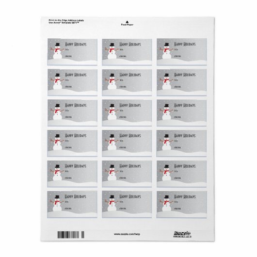 Snowy Snowman Gift Label (Full Sheet)