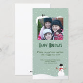 Snowy Snowman Holiday Fotokaart Feestdagenkaart (Voorkant / Achterkant)