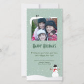 Snowy Snowman Holiday Fotokaart Feestdagenkaart (Voorkant)