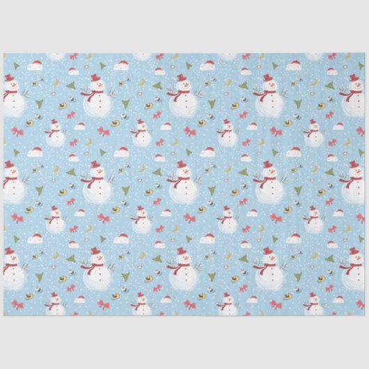 Snowy Snowmen kerstcadeaus Tissuepapier (Voorkant)
