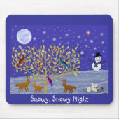 Snowy Snowy Night Mousepad Muismat (Voorkant)