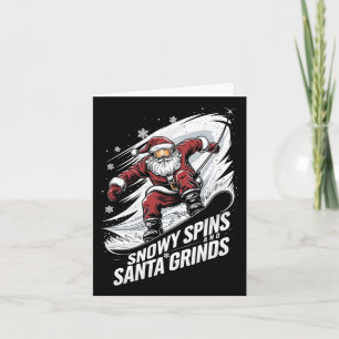 Snowy Spins Santa Grinds Snowboarder Kerstzoon Kaart