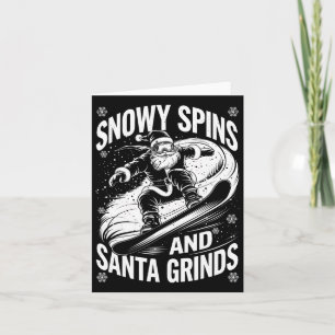 Snowy Spins Santa Grinds Snowboarder Kerstzoon Kaart