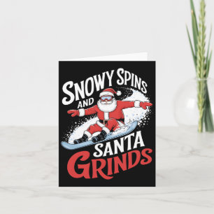 Snowy Spins Santa Grinds Snowboarder Kerstzoon Kaart