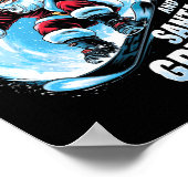 Snowy Spins Santa Grinds Snowboarder Kerstzoon Poster (Hoek)