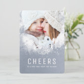 Snowy Splashes Holiday Foto Feestdagenkaart (Staand voorkant)