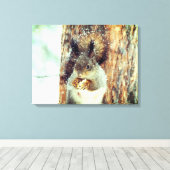 Snowy Squirrel Canvas Afdruk (Insitu (Houten vloer))