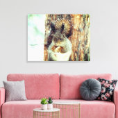 Snowy Squirrel Canvas Afdruk (Insitu (Woonkamer))