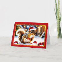 Snowy Squirrel Christmas Kaart