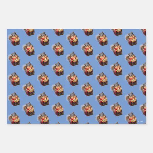 Snowy Squirrel Holding Candle Inpakpapier Vel (Voorkant)