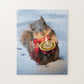 Snowy Squirrel Holding Candle Legpuzzel (Verticaal)