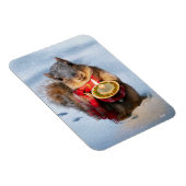 Snowy Squirrel Holding Candle Magneet (Rechterzijde)