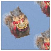 Snowy Squirrel Holding Candle Stof (Close Up)