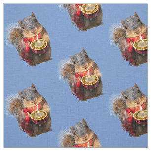 Snowy Squirrel Holding Candle Stof