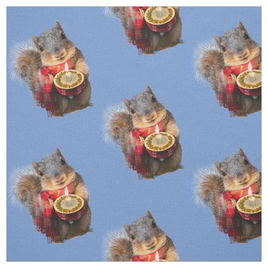 Snowy Squirrel Holding Candle Stof (Swatch)