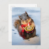 Snowy Squirrel Holding Candle Uitnodiging Briefkaart (Voorkant / Achterkant)