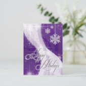 Snowy Star Ribbon (diep paars) Briefkaart (Staand voorkant)