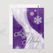 Snowy Star Ribbon (diep paars) Briefkaart (Voorkant / Achterkant)