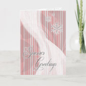 Snowy Star Ribbon (rode pepermuntstreep) Feestdagen Kaart (Voorkant)
