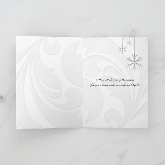 Snowy Star Ribbon (rode pepermuntstreep) Feestdagen Kaart (Binnen)