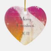 Snowy Star Ribbon (roze en geel) Keramisch Ornament (Achterkant)