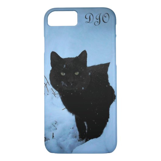 Snowy Staring Black Cat Case-Mate iPhone Case (Achterkant)