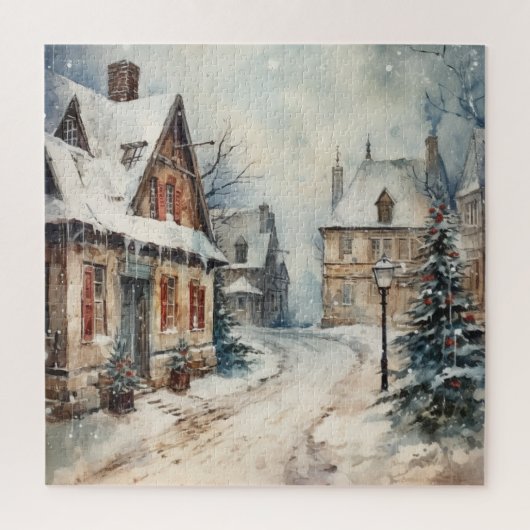 Snowy Street Scene 1930's Kerstmis Legpuzzel (Verticaal)