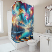 "Snowy Stropdas-Dye Landscape - levendige winterku Douchegordijn (In situ)