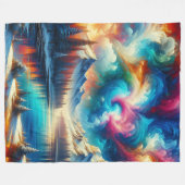 "Snowy Stropdas-Dye Landscape - levendige winterku Fleece Deken (Voorkant (Horizontaal))