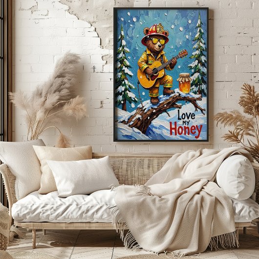Snowy Strums: de winterballade van Beer Poster