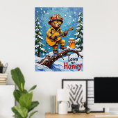Snowy Strums: de winterballade van Beer Poster (Thuiskantoor)