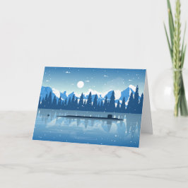 Snowy Submarine Holiday Card Notitiekaartje