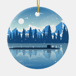 Snowy Submarine Ornament