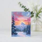 Snowy Summit Sunset | Winter Landscape Painting Briefkaart (Staand voorkant)