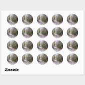 Snowy Sunlit Forest Glade Ronde Sticker (Vel)